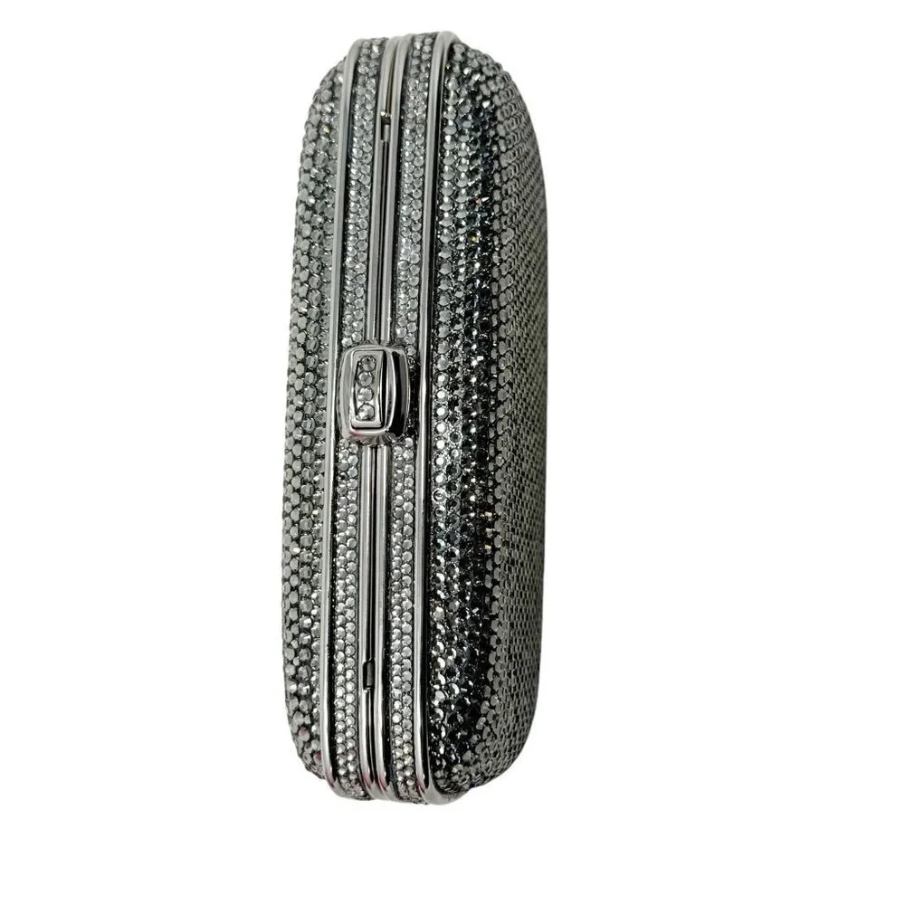 JUDITH LIEBER SWAROVSKI CRYSTAL Classic Micro mini Clutch Bag smoke gray Amazing